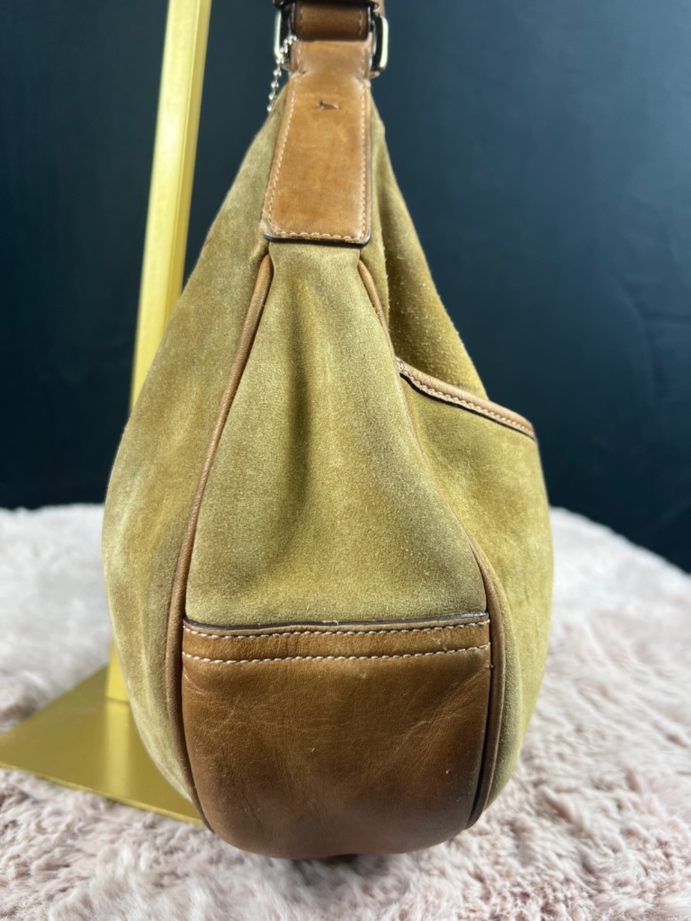 Coach  SOHO Vintage 7559 Suede Hobo Bag Tan Brown Leather Y2K Shoulder Bag GUC - Picture 5 of 16